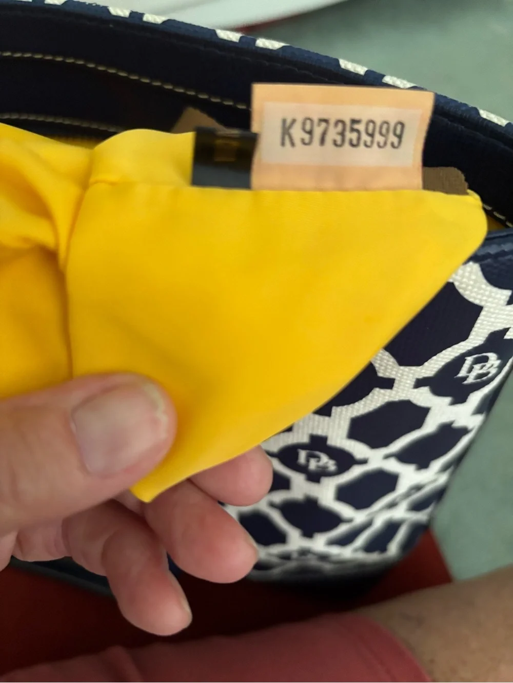 Dooney & Bourke Navy and White Patterned Logo Tote